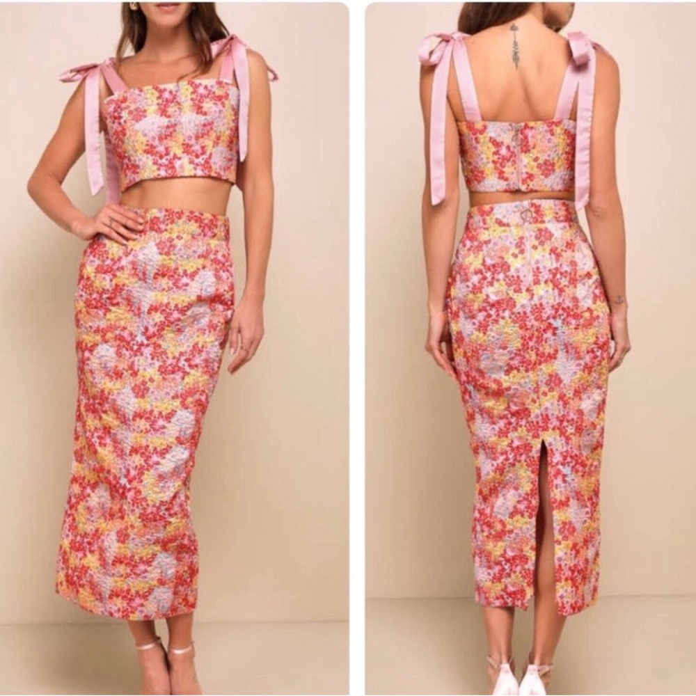 Lulus Ellarina 2 pc Dress - Metallic Jacquard Print (XS) - Picture 1 of 16